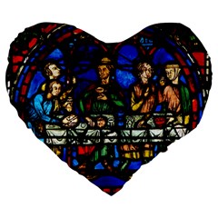 Window Stained Glass Chartres Cathedral Large 19  Premium Heart Shape Cushions by danenraven