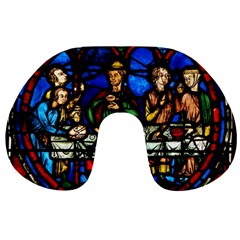 Window Stained Glass Chartres Cathedral Travel Neck Pillow by danenraven