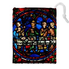 Window Stained Glass Chartres Cathedral Drawstring Pouch (4xl) by danenraven