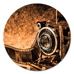 Camera Film Vintage Film Camera Old Old Camera Magnet 5  (round) by danenraven