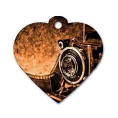 Camera Film Vintage Film Camera Old Old Camera Dog Tag Heart (two Sides) by danenraven