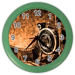 Camera Film Vintage Film Camera Old Old Camera Color Wall Clock by danenraven