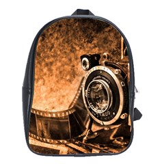 Camera Film Vintage Film Camera Old Old Camera School Bag (large) by danenraven