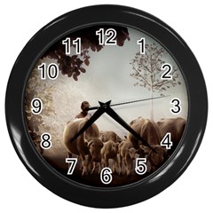 Man Cattle Animals Cows Bulls Calves Mammals Wall Clock (black) by danenraven