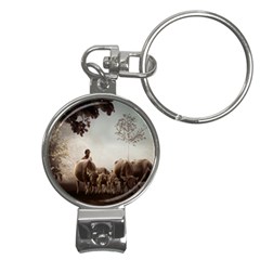 Man Cattle Animals Cows Bulls Calves Mammals Nail Clippers Key Chain by danenraven