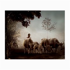 Man Cattle Animals Cows Bulls Calves Mammals Small Glasses Cloth (2 Sides) by danenraven