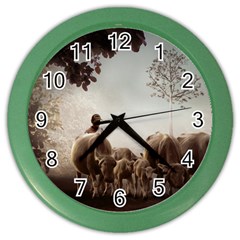 Man Cattle Animals Cows Bulls Calves Mammals Color Wall Clock by danenraven