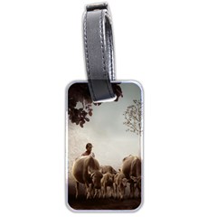 Man Cattle Animals Cows Bulls Calves Mammals Luggage Tag (two Sides)