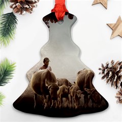 Man Cattle Animals Cows Bulls Calves Mammals Christmas Tree Ornament (two Sides) by danenraven