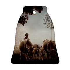 Man Cattle Animals Cows Bulls Calves Mammals Bell Ornament (two Sides) by danenraven