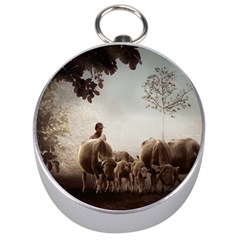 Man Cattle Animals Cows Bulls Calves Mammals Silver Compasses by danenraven