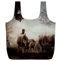 Man Cattle Animals Cows Bulls Calves Mammals Full Print Recycle Bag (xxxl) by danenraven