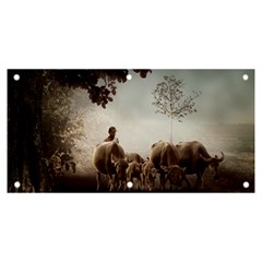 Man Cattle Animals Cows Bulls Calves Mammals Banner And Sign 6  X 3  by danenraven