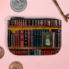 Books Library Bookshelf Bookshop Vintage Antique Mini Coin Purse by danenraven