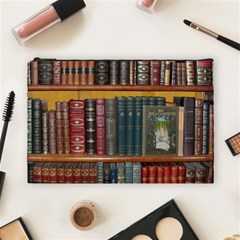 Books Library Bookshelf Bookshop Vintage Antique Cosmetic Bag (large) by danenraven