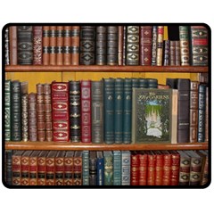 Books Library Bookshelf Bookshop Vintage Antique Double Sided Fleece Blanket (medium)  by danenraven