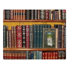 Books Library Bookshelf Bookshop Vintage Antique Double Sided Flano Blanket (large)  by danenraven