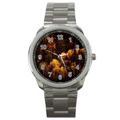 Autumn Fall Foliage Forest Trees Woods Nature Sport Metal Watch by danenraven