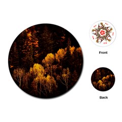 Autumn Fall Foliage Forest Trees Woods Nature Playing Cards Single Design (round) by danenraven