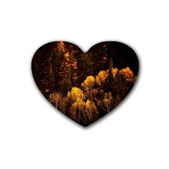 Autumn Fall Foliage Forest Trees Woods Nature Rubber Coaster (heart) by danenraven