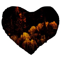 Autumn Fall Foliage Forest Trees Woods Nature Large 19  Premium Flano Heart Shape Cushions by danenraven