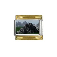 Terrain Mountain Rock Landscape Mountains Nature Gold Trim Italian Charm (9mm) by danenraven