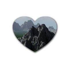 Terrain Mountain Rock Landscape Mountains Nature Rubber Heart Coaster (4 Pack) by danenraven