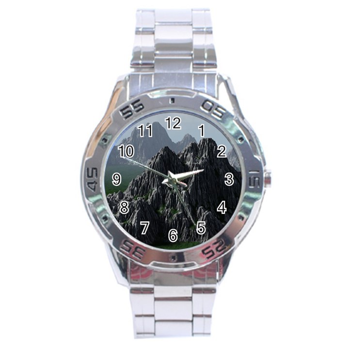 Terrain Mountain Rock Landscape Mountains Nature Stainless Steel Analogue Watch