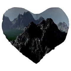 Terrain Mountain Rock Landscape Mountains Nature Large 19  Premium Heart Shape Cushions by danenraven