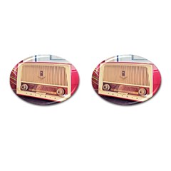 Radio Vintage Listen Retro Music Frequency Cufflinks (oval) by danenraven