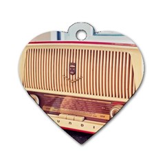 Radio Vintage Listen Retro Music Frequency Dog Tag Heart (two Sides) by danenraven