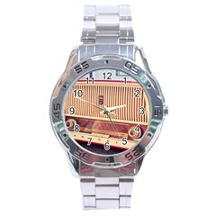 Radio Vintage Listen Retro Music Frequency Stainless Steel Analogue Watch by danenraven