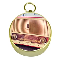 Radio Vintage Listen Retro Music Frequency Gold Compasses by danenraven