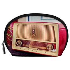 Radio Vintage Listen Retro Music Frequency Accessory Pouch (large) by danenraven