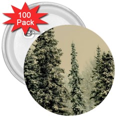 Winter Snow Frost Landscape Forest Trees Woods 3  Buttons (100 Pack)  by danenraven