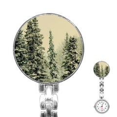 Winter Snow Frost Landscape Forest Trees Woods Stainless Steel Nurses Watch by danenraven