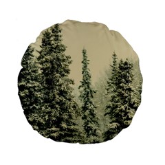 Winter Snow Frost Landscape Forest Trees Woods Standard 15  Premium Flano Round Cushions by danenraven