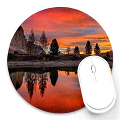 Lago Di Limides Dolomites Alps Italy Mountains Round Mousepad by danenraven