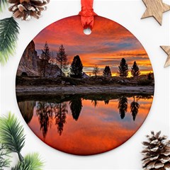 Lago Di Limides Dolomites Alps Italy Mountains Ornament (round) by danenraven