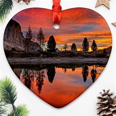 Lago Di Limides Dolomites Alps Italy Mountains Ornament (heart) by danenraven