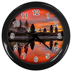 Lago Di Limides Dolomites Alps Italy Mountains Wall Clock (black) by danenraven