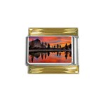 Lago Di Limides Dolomites Alps Italy Mountains Gold Trim Italian Charm (9mm) Front