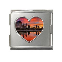 Lago Di Limides Dolomites Alps Italy Mountains Mega Link Heart Italian Charm (18mm)