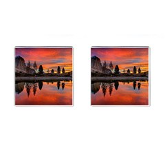 Lago Di Limides Dolomites Alps Italy Mountains Cufflinks (square) by danenraven