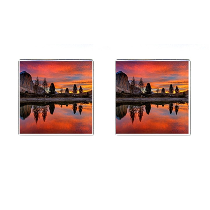 Lago Di Limides Dolomites Alps Italy Mountains Cufflinks (Square)