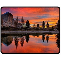 Lago Di Limides Dolomites Alps Italy Mountains Fleece Blanket (medium)  by danenraven