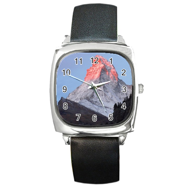 Matterhorn Mountain High Mountains Landscape Square Metal Watch