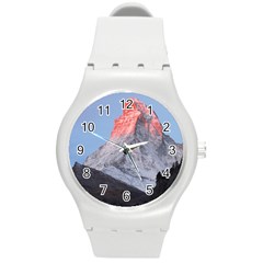 Matterhorn Mountain High Mountains Landscape Round Plastic Sport Watch (m) by danenraven