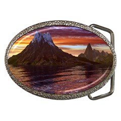 Sunset Island Tropical Sea Ocean Water Travel Belt Buckles by danenraven