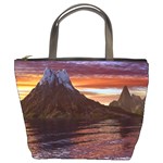 Sunset Island Tropical Sea Ocean Water Travel Bucket Bag Front